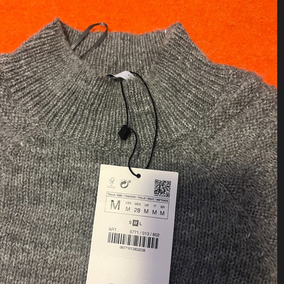 Zara gray wool alpaca blend balloon sleeve sweater NWT - Picture 5 of 8